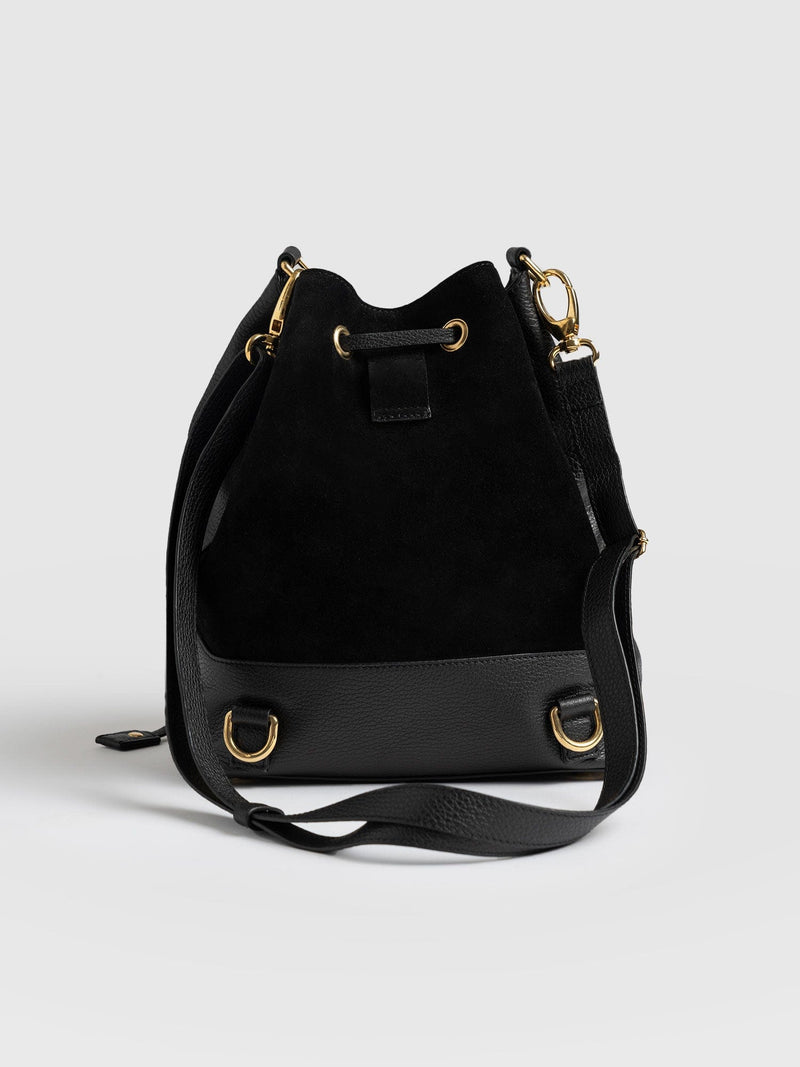 Brompton Bucket Bag Black Pebble - Women's Leather Bags | Saint + Sofia® EU