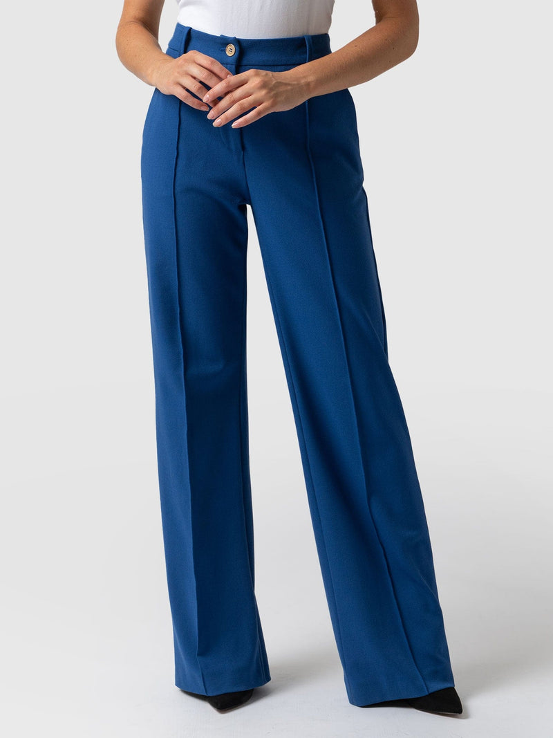 Cambridge Tailored Wide Leg Pant Sapphire Blue - Women's Trousers | Saint + Sofia® EU