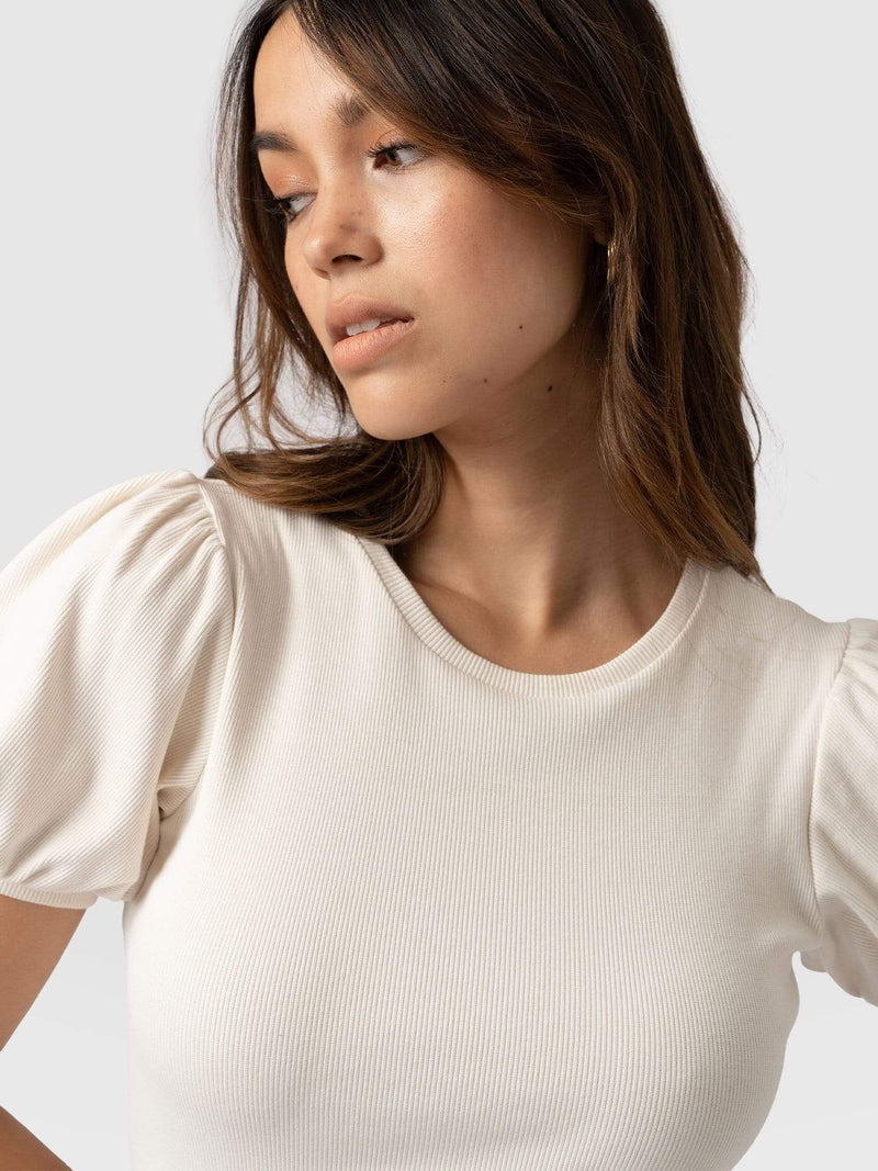 Cavendish Tee Puff Sleeve Cream - Women's T-Shirts | Saint + Sofia® EU