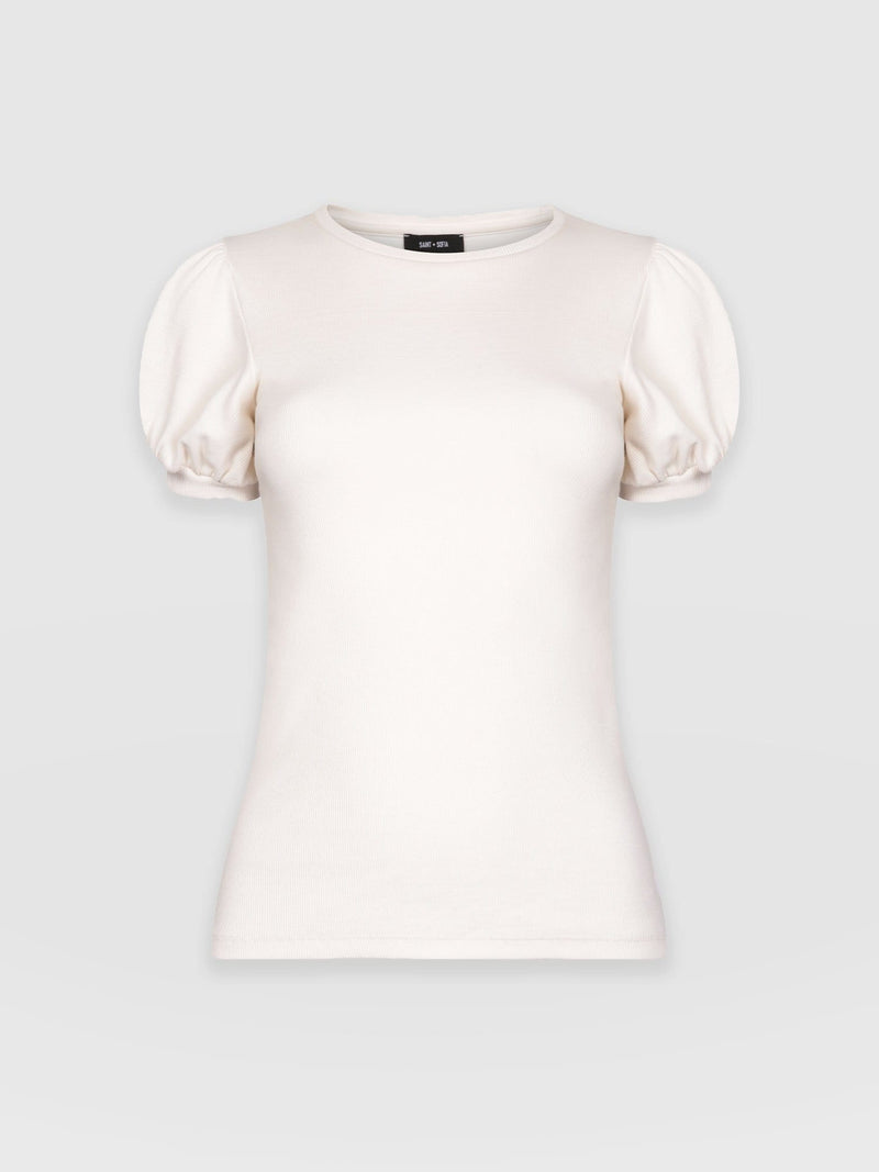 Cavendish Tee Puff Sleeve Cream - Women's T-Shirts | Saint + Sofia® EU