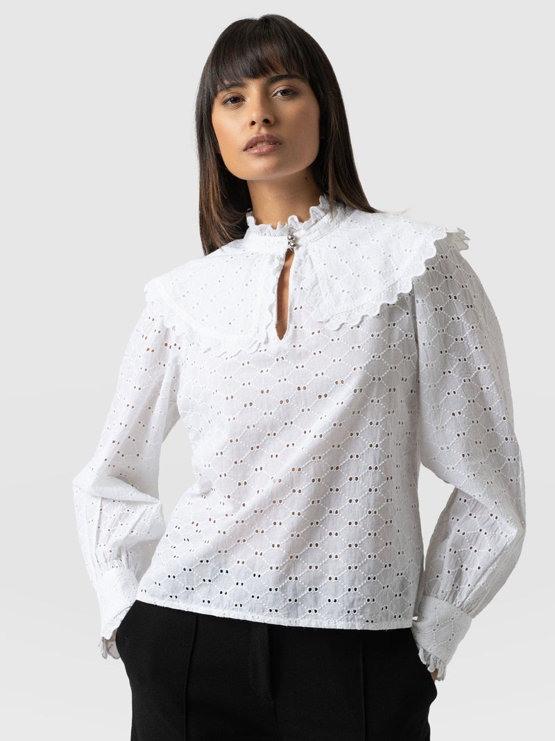 Courtney Collar Blouse White - Women's Shirts | Saint + Sofia® EU