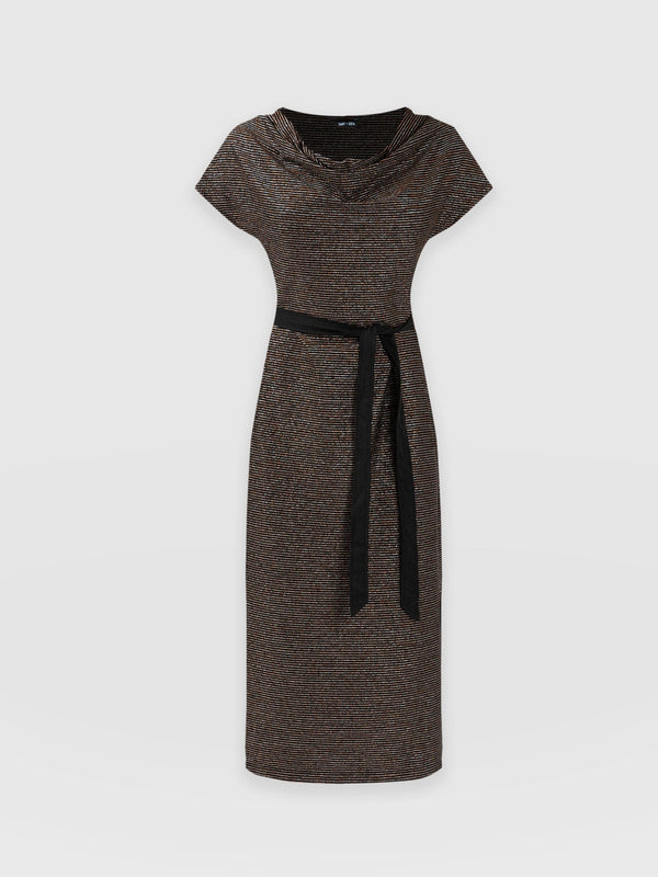 Cowl Neck Dress Metallic Stripe - Women's Dresses | Saint + Sofia® EU