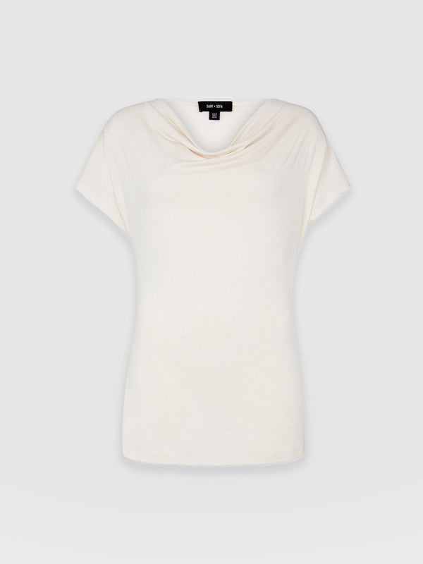 Cowl Neck Tee Cream - Women's T-Shirts | Saint + Sofia® EU