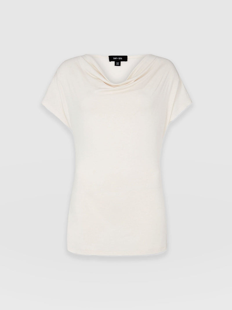 Cowl Neck Tee Cream - Women's T-Shirts | Saint + Sofia® EU
