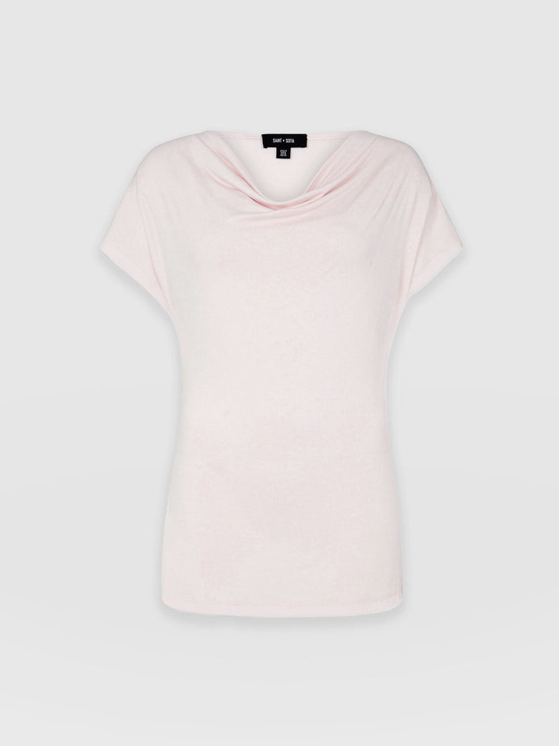 Cowl Neck Tee Pastel Pink - Women's T-Shirts | Saint + Sofia® UK