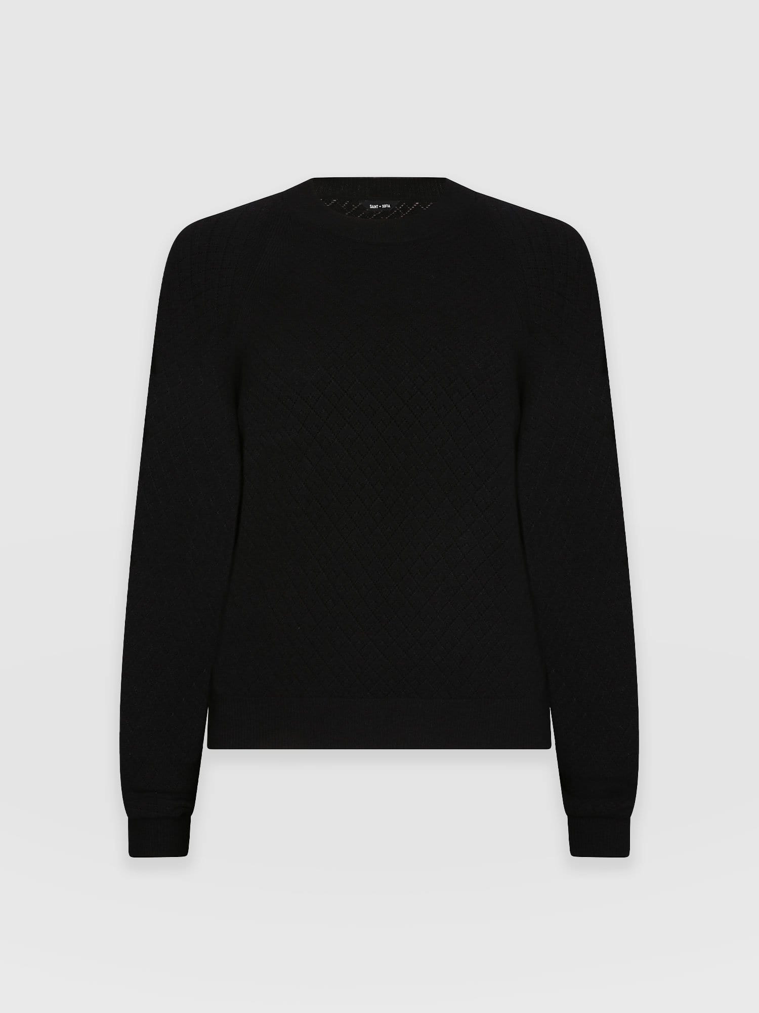 Diamond Knit Jumper Black - Women's Sweaters | Saint + Sofia® EU