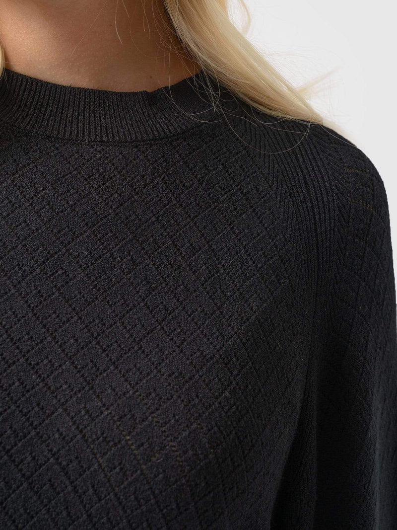 Diamond Knit Jumper Black - Women's Sweaters | Saint + Sofia® EU