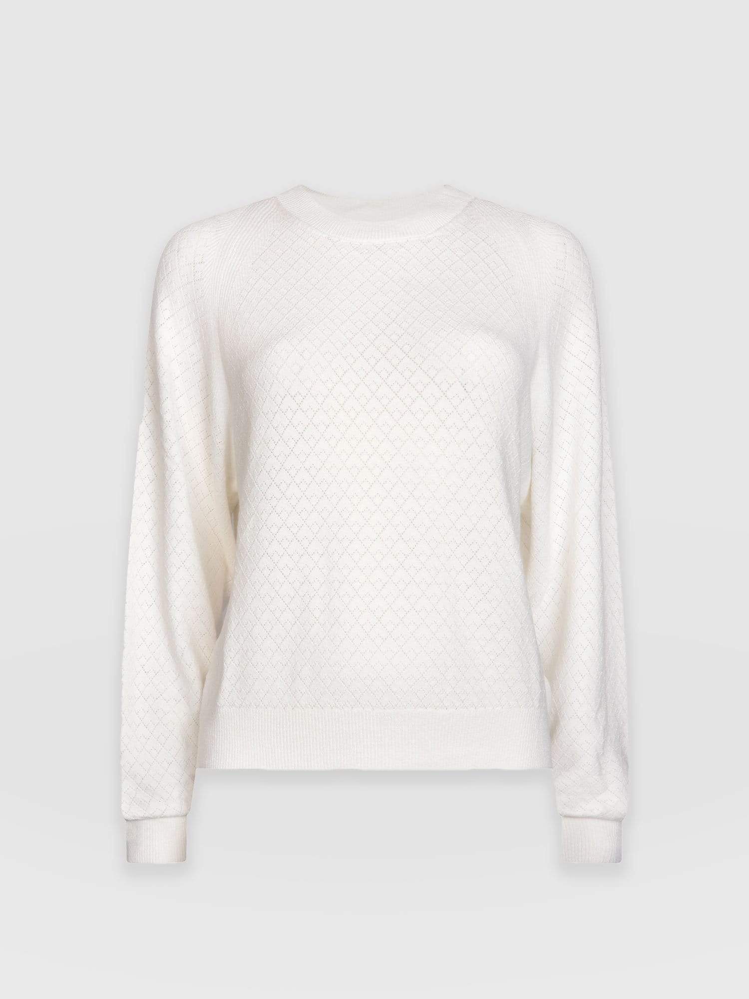 Diamond Knit Jumper White - Women's Sweaters | Saint + Sofia® EU