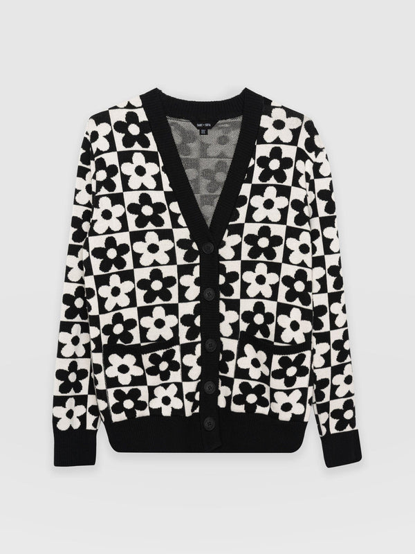 Eden Cardigan Monochrome Flower - Women's Cardigans | Saint + Sofia® EU