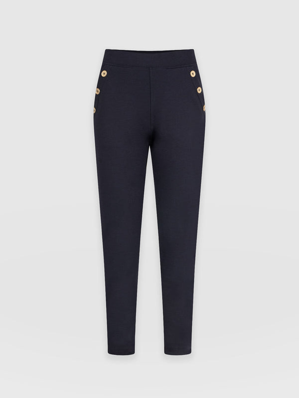 Finsbury Button Pant Navy - Women's Trousers | Saint + Sofia® EU