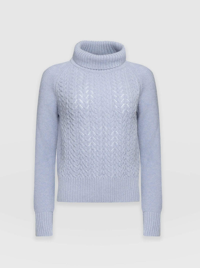 Glen Cable Knit Jumper Blue - Women's Jumpers | Saint + Sofia® EU