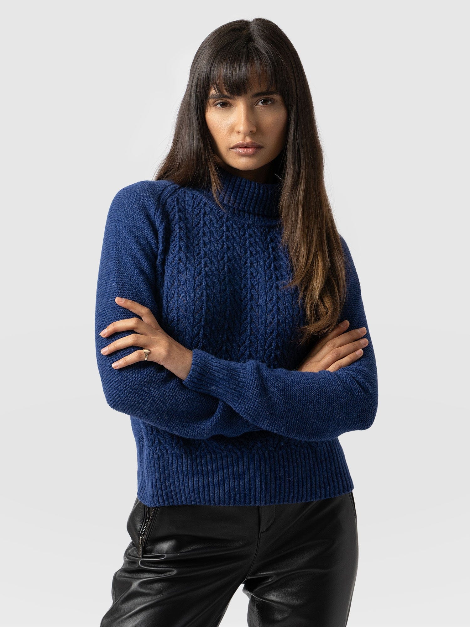 Glen Cable Knit Jumper Blue - Women's Jumpers | Saint + Sofia® EU