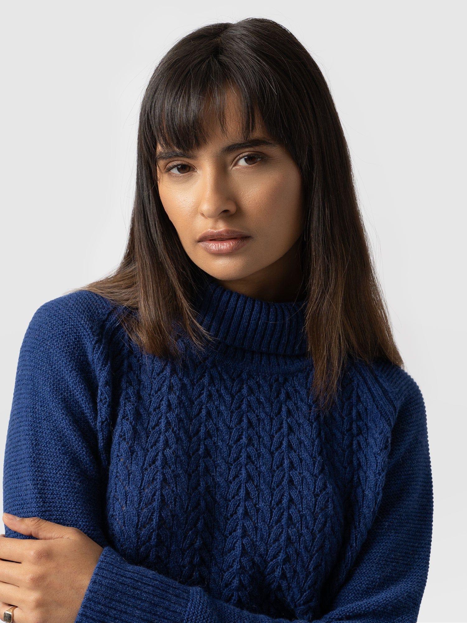 Glen Cable Knit Jumper Blue - Women's Jumpers | Saint + Sofia® UK