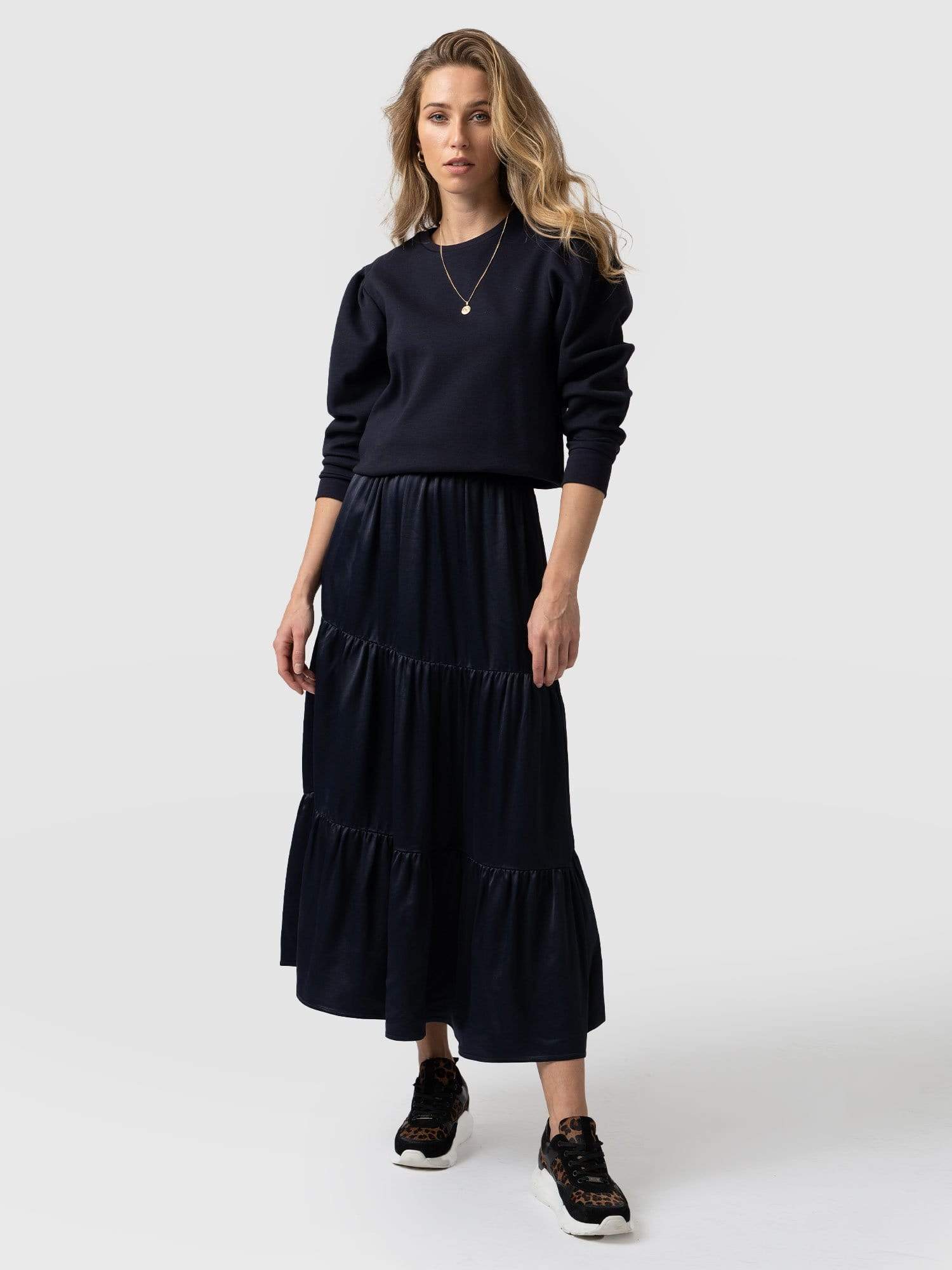 Greenwich Skirt Navy Viscose - Women's Skirts | Saint + Sofia® EU