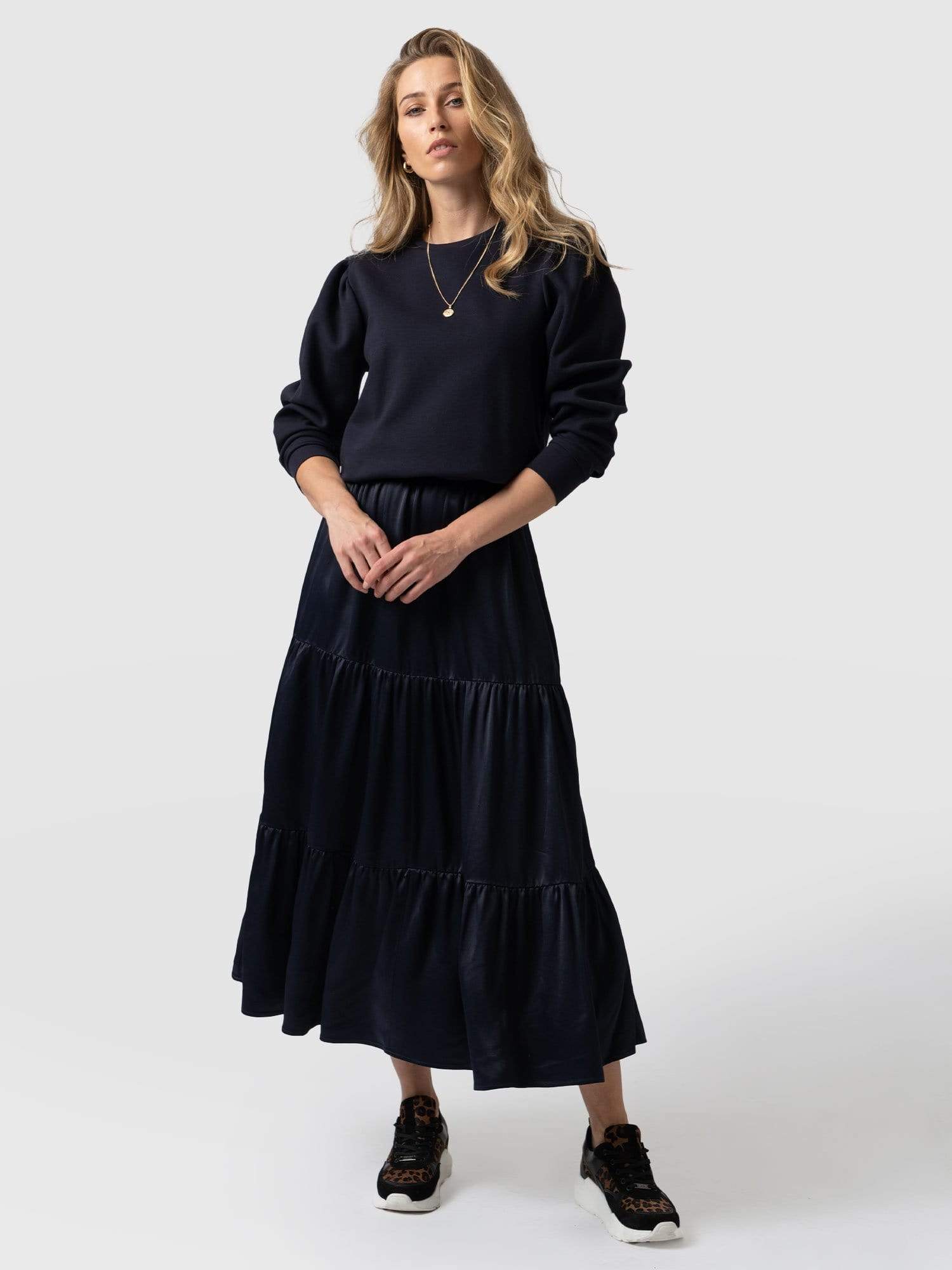 Greenwich Skirt Navy Viscose - Women's Skirts | Saint + Sofia® EU
