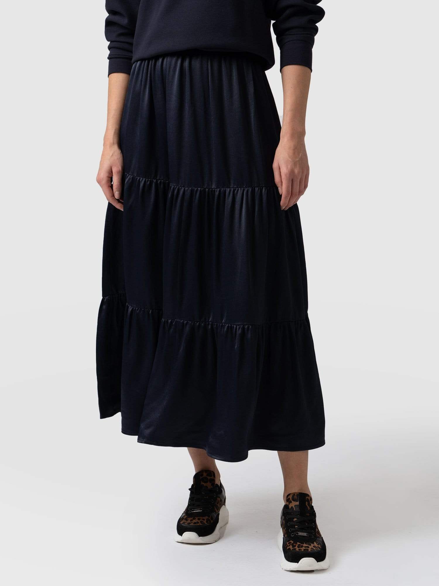 Greenwich Skirt Navy Viscose - Women's Skirts | Saint + Sofia® EU