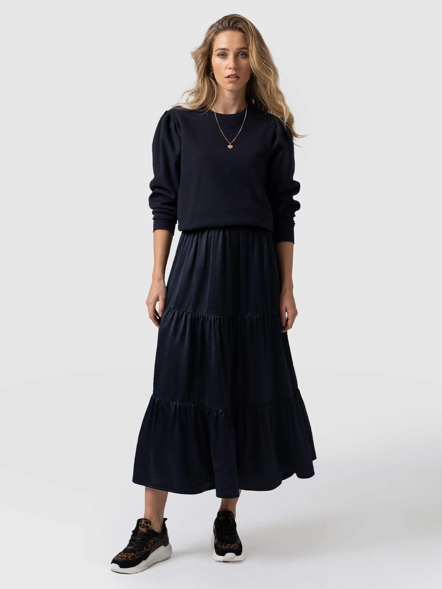 Greenwich Skirt Navy Viscose - Women's Skirts | Saint + Sofia® EU