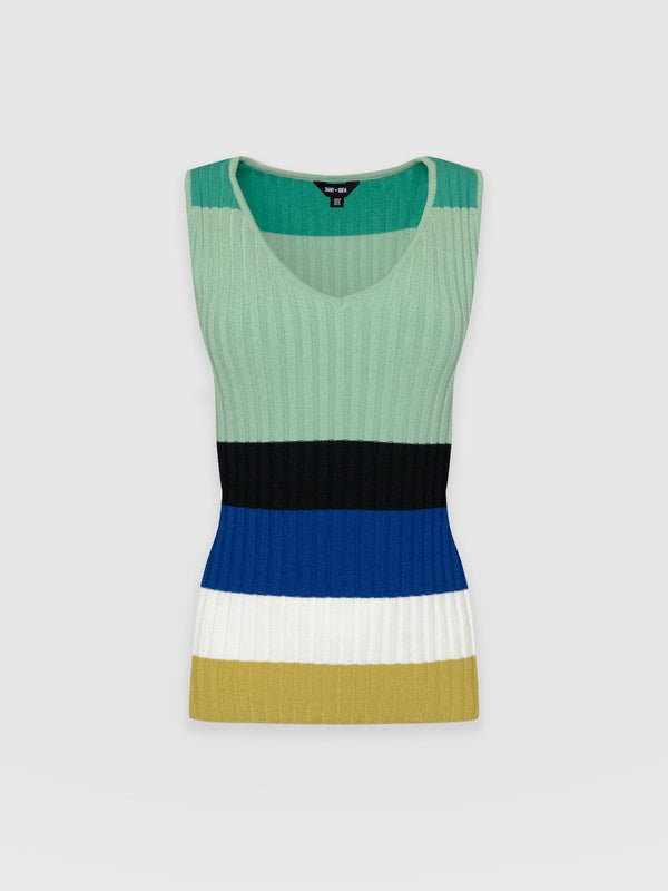 Maar Knit Vest Top Multi Stripe - Women's Tops | Saint + Sofia® EU