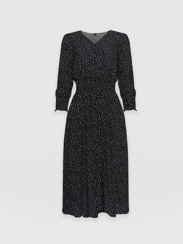 Marina Shirring Dress Black Dot- Women's Dresses | Saint + Sofia® UK