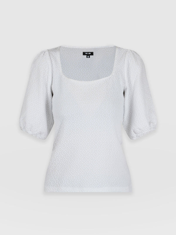 Olivia Puff Sleeve Tee White - Women's T-shirts | Saint + Sofia® EU