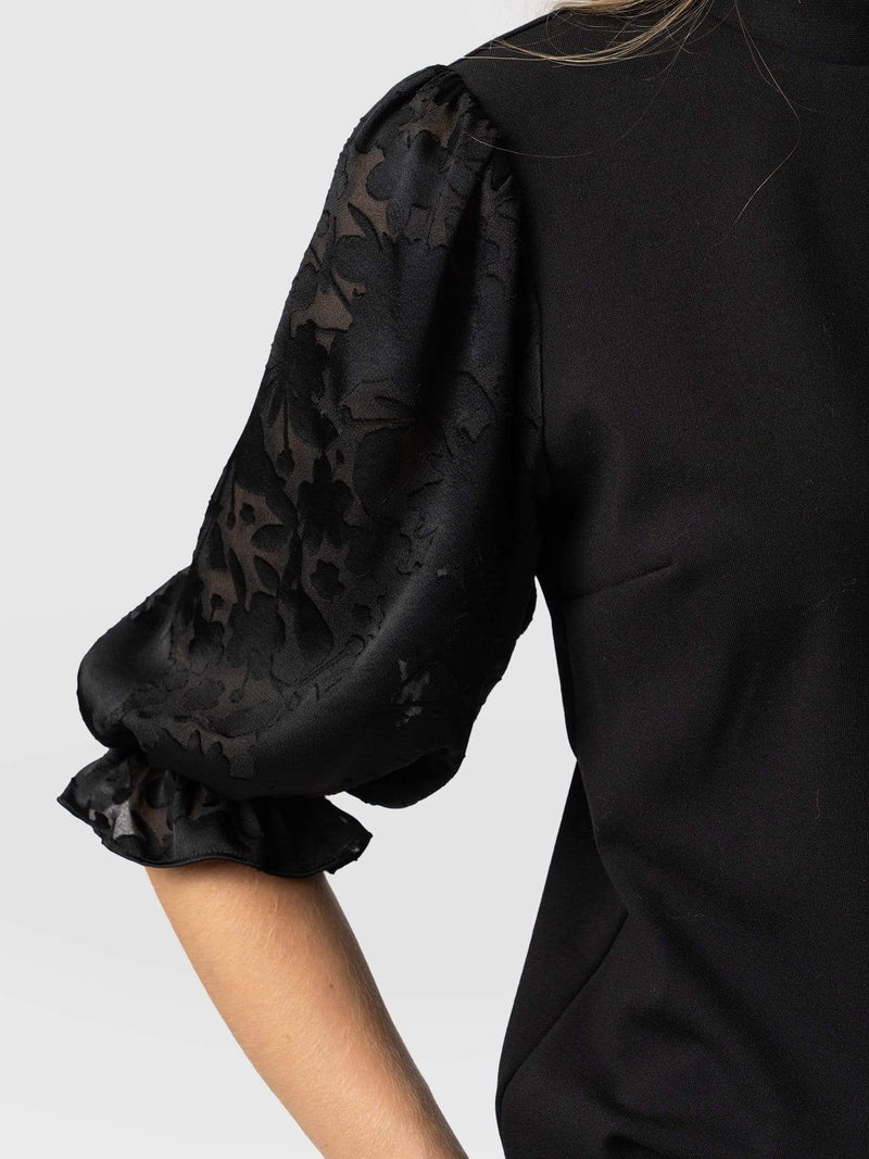 Penny Puff Sleeve Top Black Burnout - Women's T-Shirts | Saint + Sofia® UK