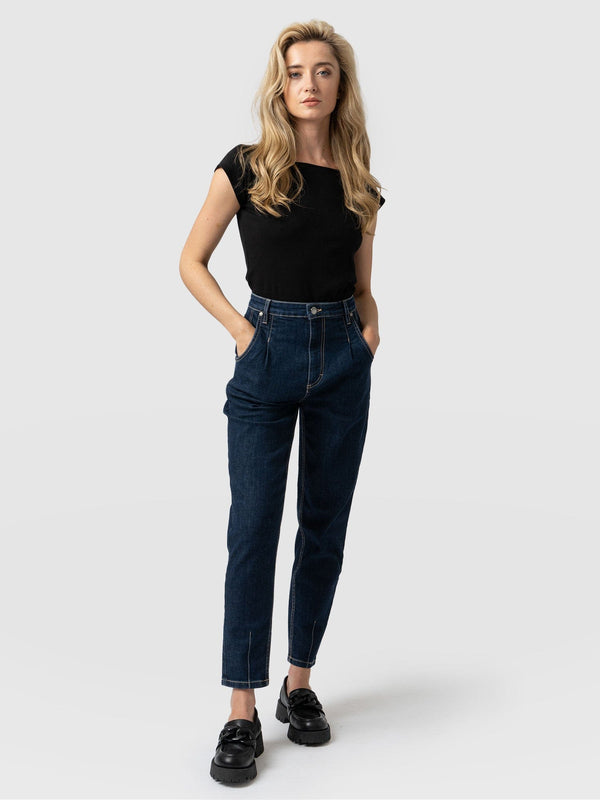 Pixie Pleat Mom Jeans Indigo Blue - Women's Jeans | Saint + Sofia® EU