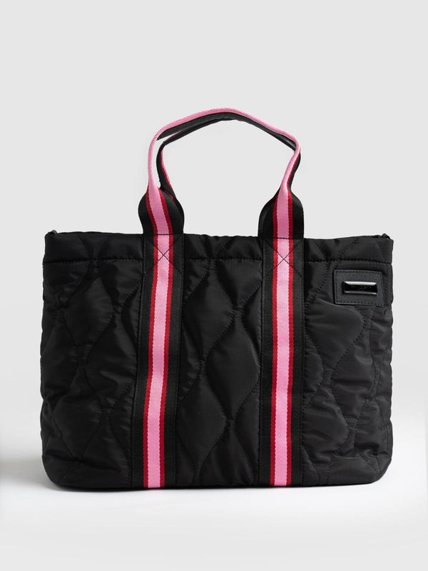 Quilted Tote Bag Black/Pink - Women's Tote Bags | Saint + Sofia® EU