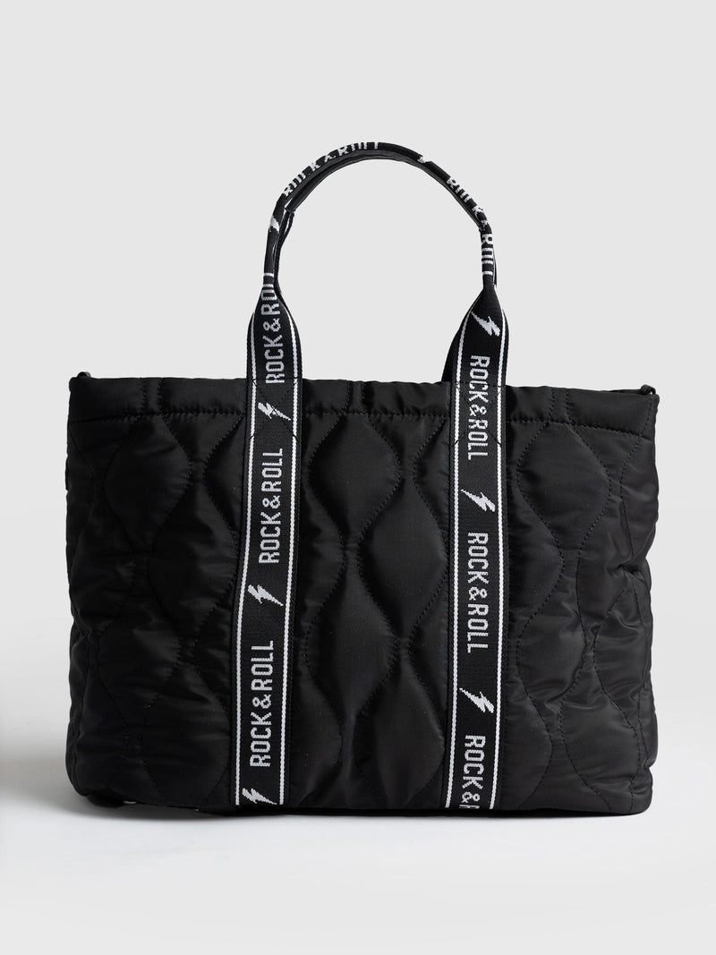Quilted Tote Bag Black Rock & Roll - Women's Tote Bags | Saint + Sofia® EU