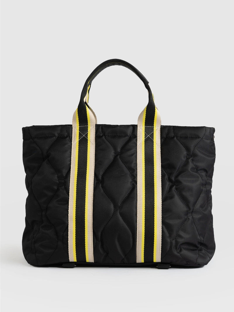 Quilted Tote Bag Black - Women's Tote Bags | Saint + Sofia® UK
