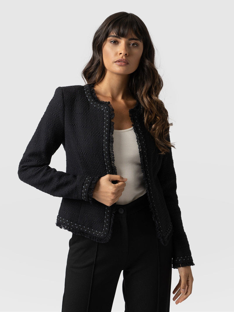 Rayner Jacket Black Bouclé - Women's Jackets | Saint + Sofia® EU