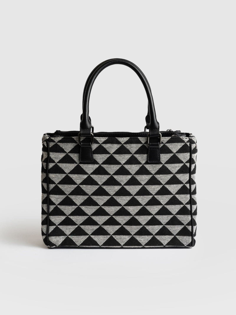 Regent Top Handle Handbag Cream/Black Pyramid - Women's Bags | Saint + Sofia® UK
