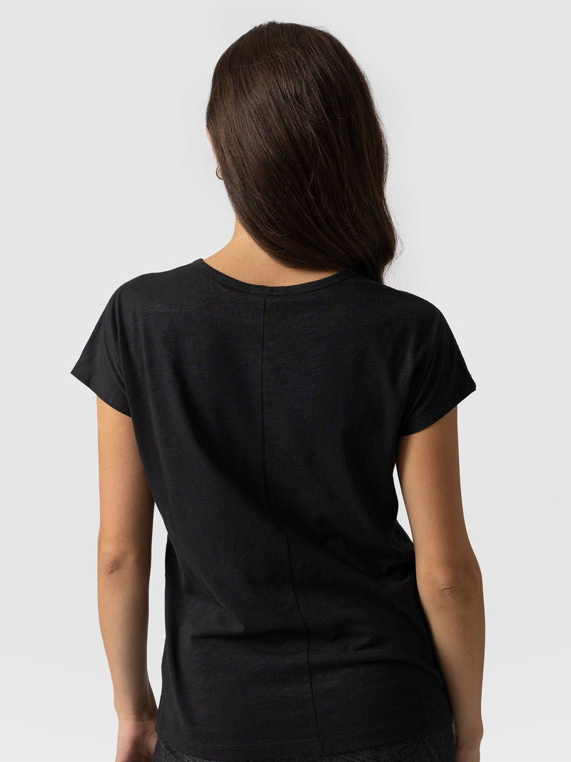 Reveal Lace Tee Black - Women's T- Shirts | Saint + Sofia® UK