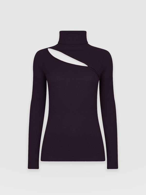 Reveal Roll Neck Plum - Women's Sweaters | Saint + Sofia® UK