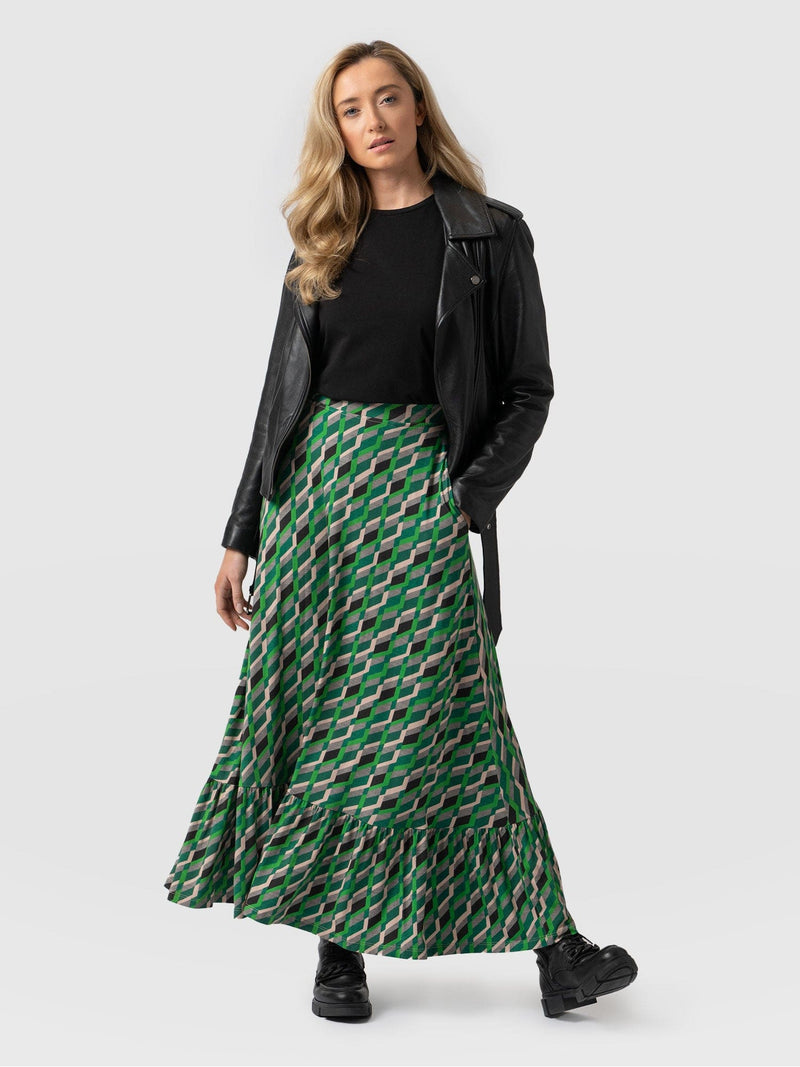 Riley Skirt Jardin Geo Print - Women's Skirts | Saint + Sofia® UK