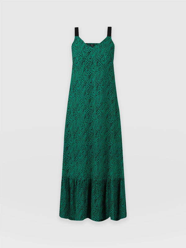 Riley Tiered Trapeze Dress Green Spot - Women's Dresses | Saint + Sofia® UK