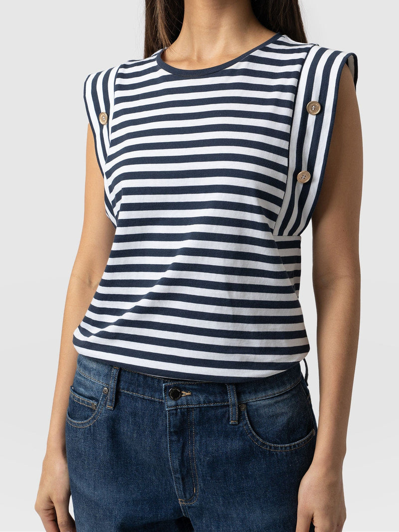 Rowan Tee Navy Stripe - Women's T-Shirts | Saint + Sofia® EU