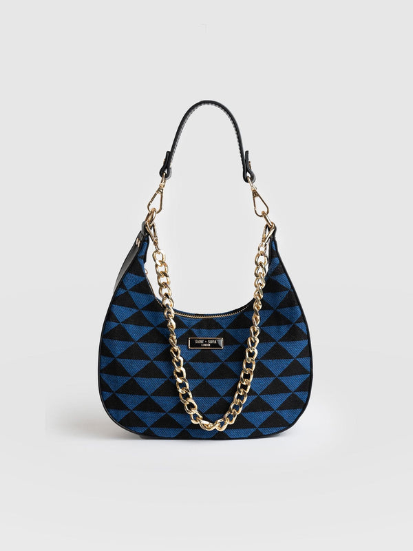 Runway Handbag Blue/Black Pyramid - Women's Bags | Saint + Sofia® UK