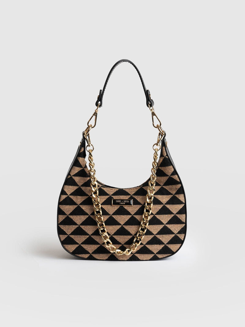 Runway Handbag Brown/Black Pyramid - Women's Bags | Saint + Sofia® UK