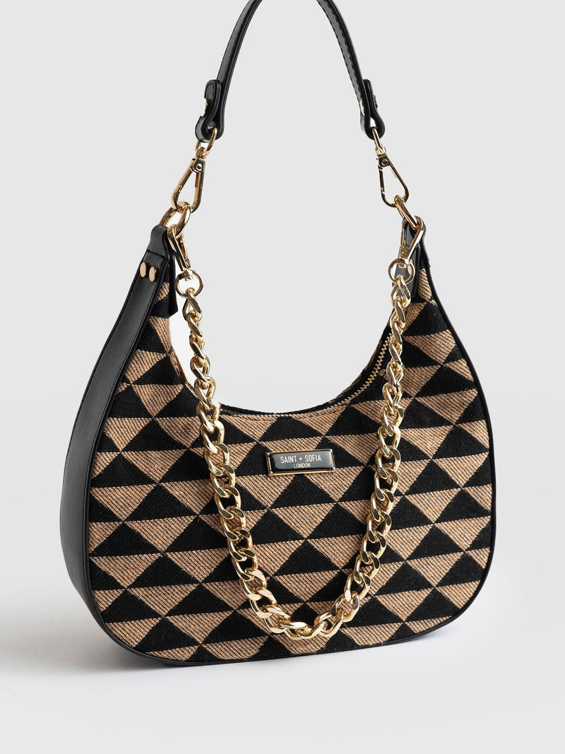 Runway Handbag Brown/Black Pyramid - Women's Bags | Saint + Sofia® UK