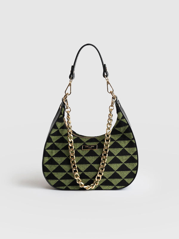 Runway Handbag Green/Black Pyramid - Women's Bags | Saint + Sofia® UK