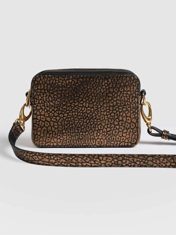 Saffiano Cross-Body Bag Gold Leopard - Women's Leather Bags | Saint + Sofia® EU