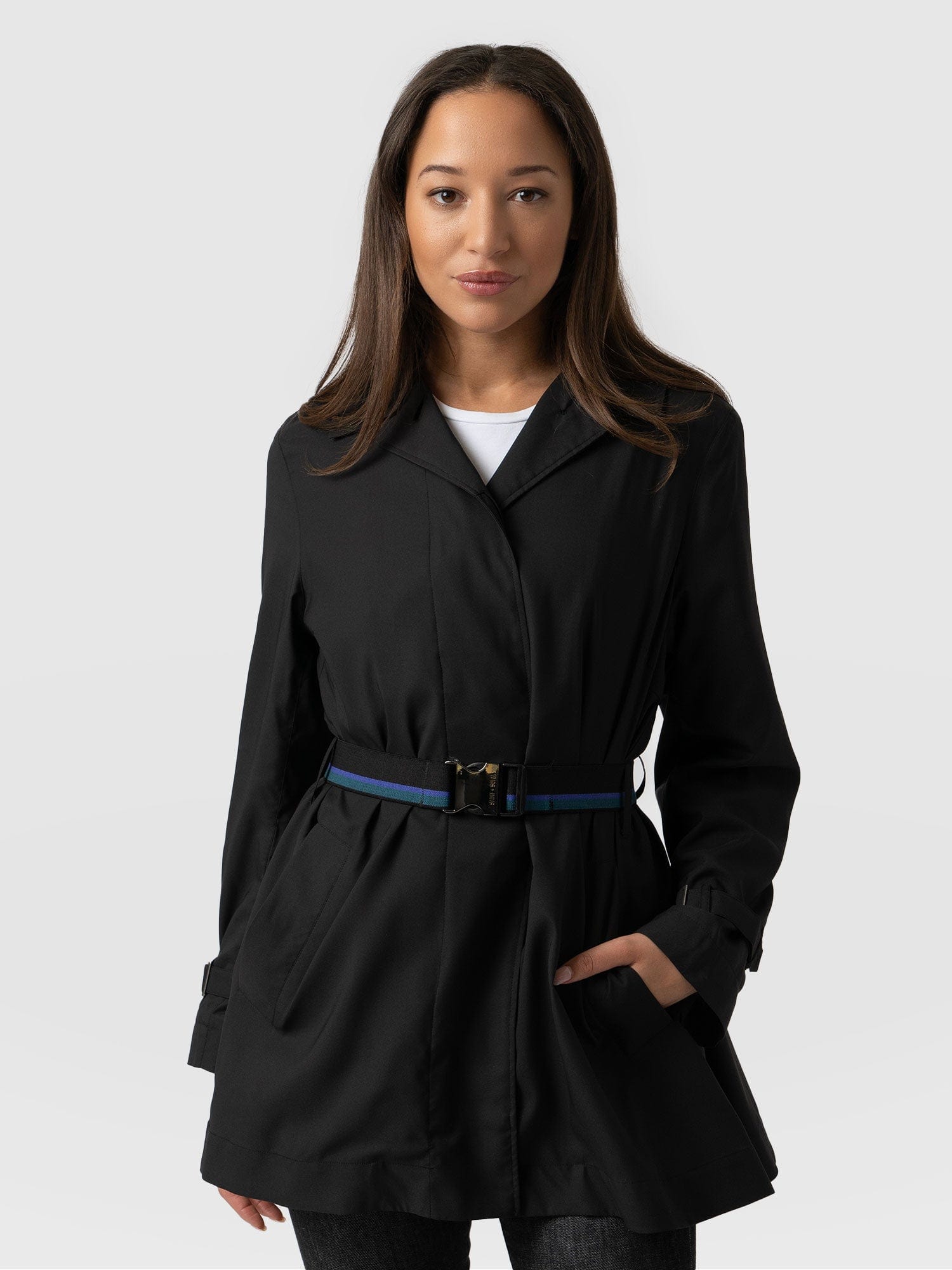 Short A Line Trench Coat Black - Women's Overcoats | Saint + Sofia® EU