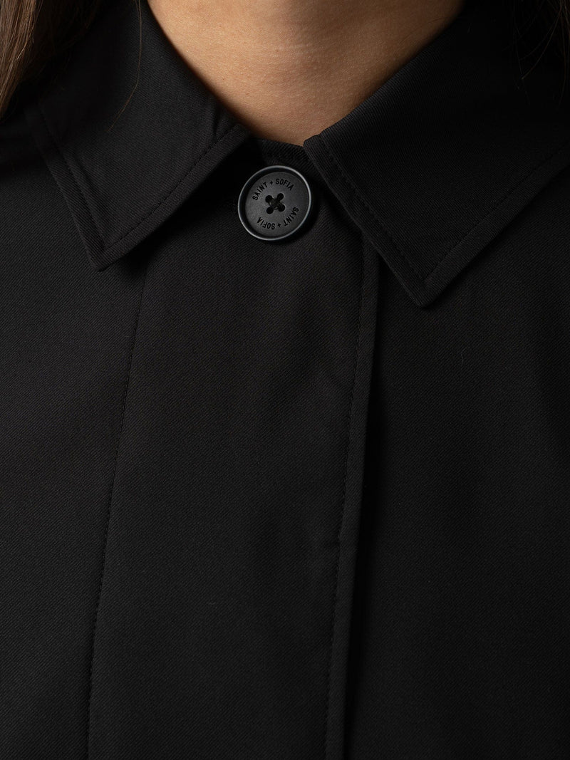 Short A Line Trench Coat Black - Women's Overcoats | Saint + Sofia® EU