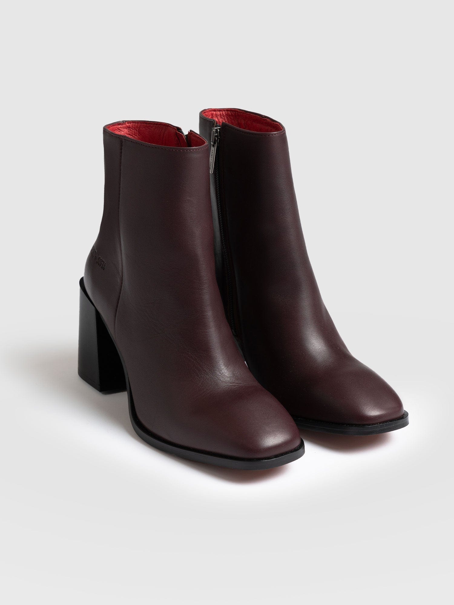 Burgundy leather sale ankle boots