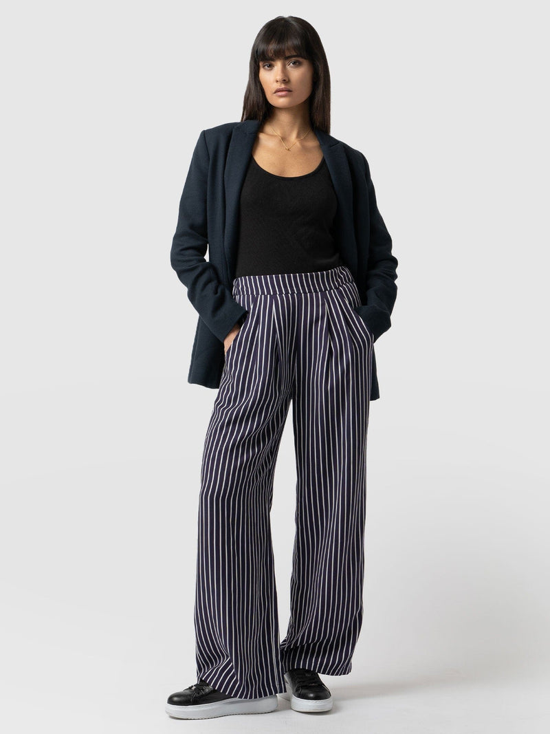 Sloane Pant Navy Mini Stripe - Women's Trousers | Saint + Sofia® EU