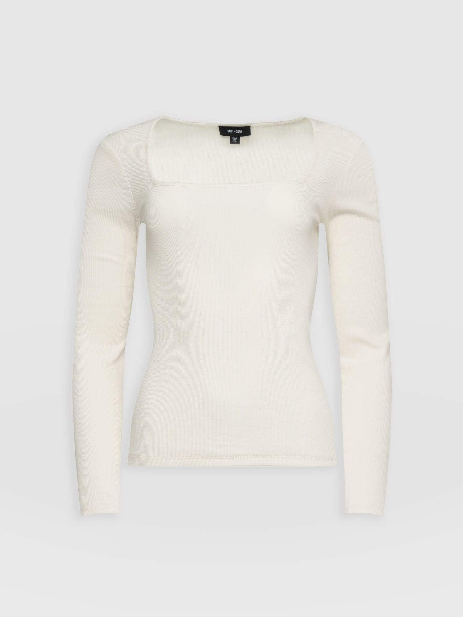 Sloane Ribbed Top Cream - Women's Tops | Saint + Sofia® EU