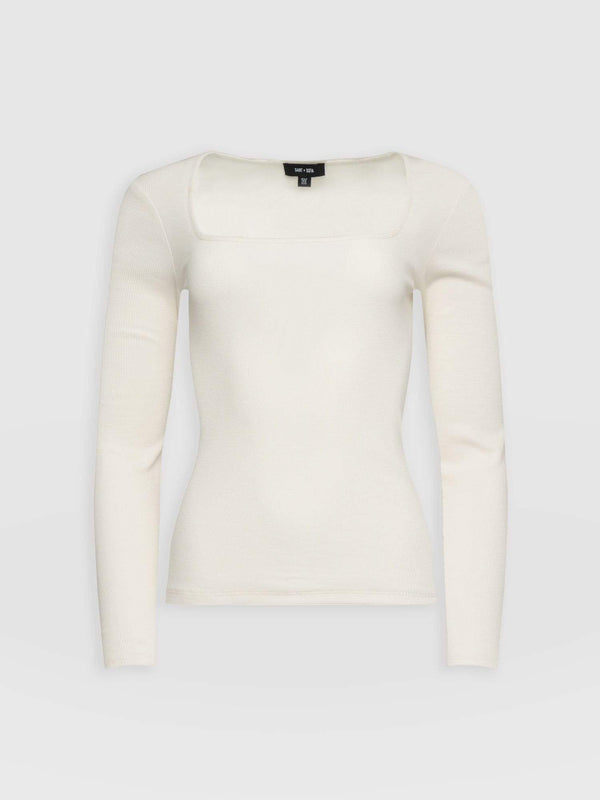 Sloane Ribbed Top Cream - Women's Tops | Saint + Sofia® EU