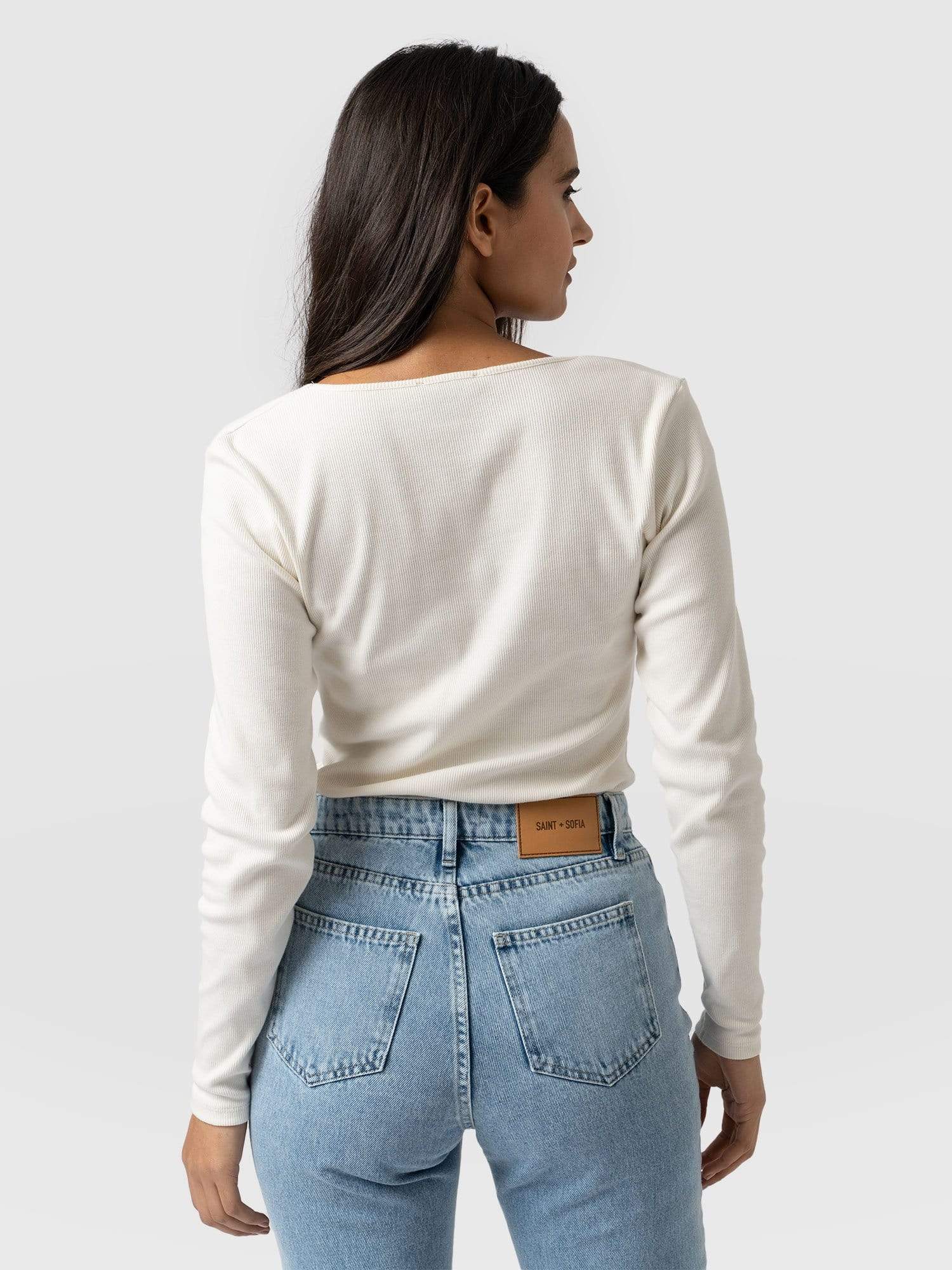 Sloane Ribbed Top Cream - Women's Tops | Saint + Sofia® EU