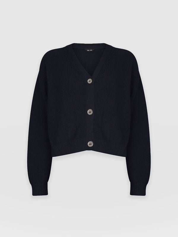 Soho Crop Cardigan Navy - Women's Cardigans | Saint + Sofia® UK