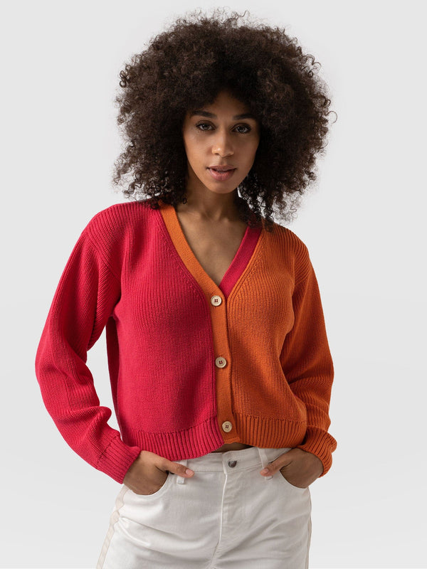 Soho Crop Cardigan Pink & Orange - Women's Cardigans | Saint + Sofia® UK